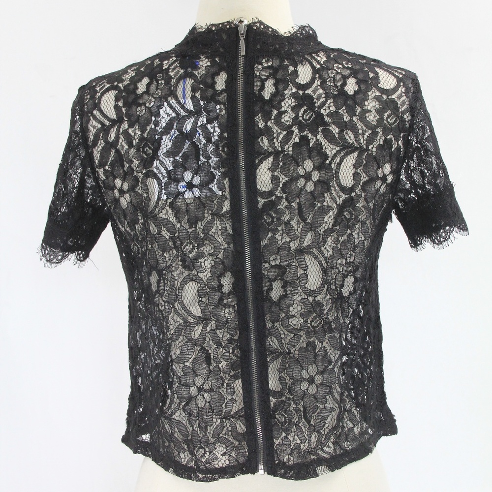 Zara Crop Top Small Lace Shirt women NEW Black - Picture 5 of 8